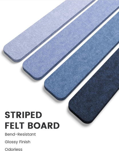 Fluxynara Cork Board Alternative Felt Strip Board 8-Pack 13"x2", Office Pin Board with 50 Push Pins, Adhesive Install for Bedroom Door & Home Office(Linen Dusk)