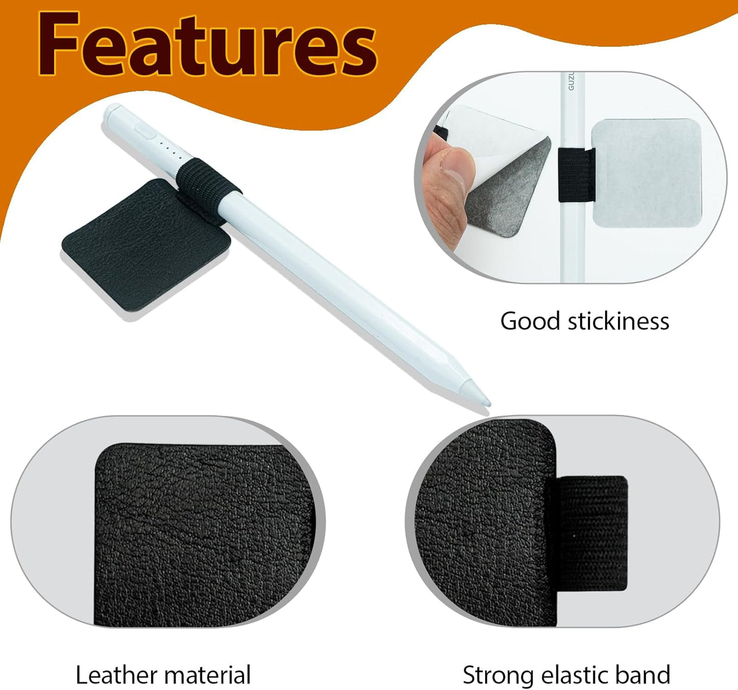 Stylus Holder for Phone Notebooks Journals Planners Tablet Case,2PCS Self Adhesive Stylus Holder for ipad Laptop Tablet,Black