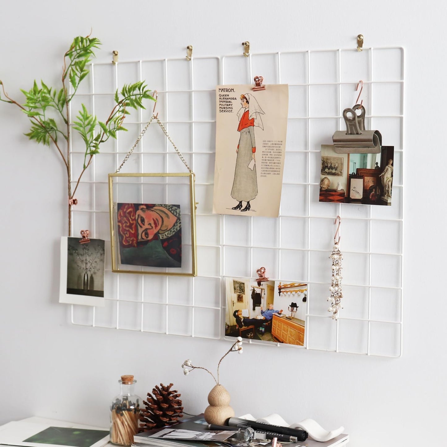 Metal Mesh Wall Grid Panel for Photo Display,Message Board,Size: 17.5" x 11.8",Pack of 2 (Black)