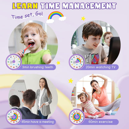 HIPPIH Visual Timer for Kids, 60 Minute Countdown Timers for Classroom Kitchen Office, Rainbow Disk Desk Timer Clock with Silent Operation, Pomodoro Timer Time Management Tools for Toddler ADHD Blue