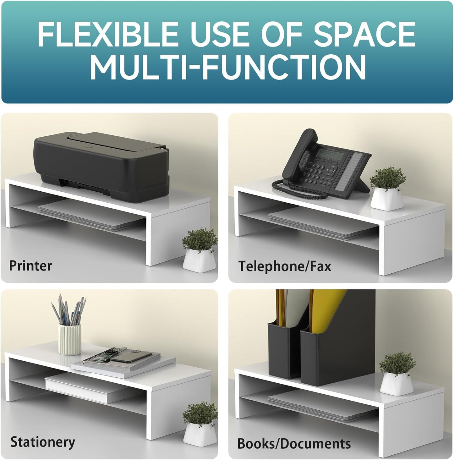 FITUEYES Monitor Stand - 2 Tier Computer Monitor Riser Shelf, Wood Desktop Stand for Laptop Computer Screen, Desk Organization, Office Supplies