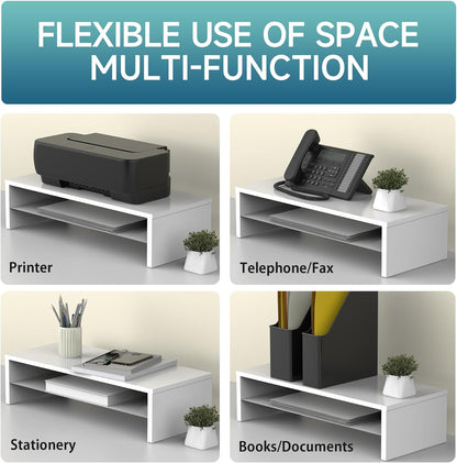 FITUEYES Monitor Stand - 2 Tier Computer Monitor Riser Shelf, Wood Desktop Stand for Laptop Computer Screen, Desk Organization, Office Supplies