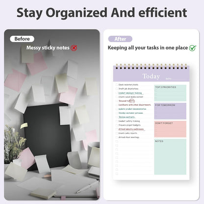 Weekly To Do List Notepad, Undated Planner with 52 Sheets (8.5''x11''), Desk Weekly Planner for Women & Man, Home School & Work