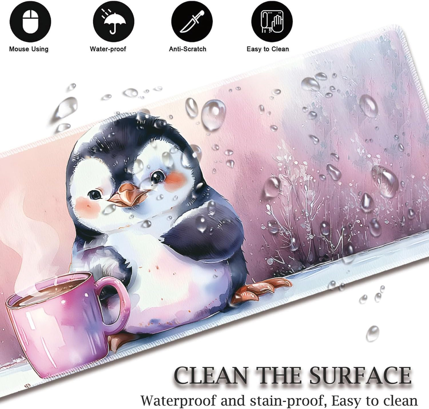 Mouse Wrist Rest and Keyboard Wrist Rest Pad Set, Non-Slip Rubber Base Smooth Surface Ergonomic Gaming Mouse Pad for Easy Typing and Pain Relief, Antique Blue Wood Grain Dog Paw + Coaster