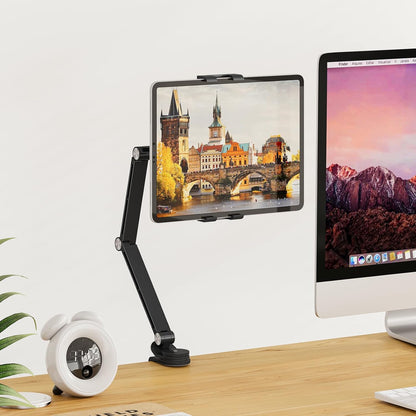 Houele Tablet Stand Holder, Adjustable Foldable Tablet Arm iPad Desk Mount with 360°Rotate Base, Phone Holder iPad Stand for Desk and Bed, Compatible with Tablets, Phones or Other 4-15.6" Device