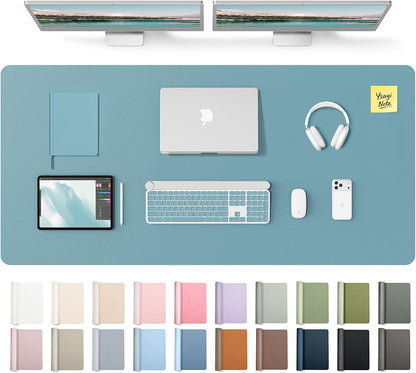 YSAGi Leather Desk Pad Protector, Office Desk Mat, Large Mouse Pad, Non-Slip PU Leather Desk Blotter, Waterproof Laptop Desk Writing Pad for Office and Home (23.6" x 13.8", Eggshell) - Colors A