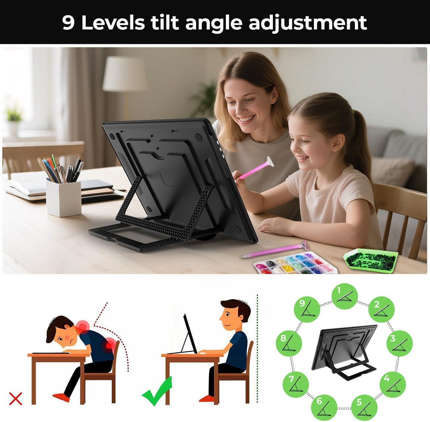 Zocelight Rechargeable A3 Light Board with Built-in Stand & Bag,Super Bright Magnetic Light Box for Tracing,Wireless Light Pad for Diamond Painting,Side Buttons,LED Light Table for Drawing,Sketching