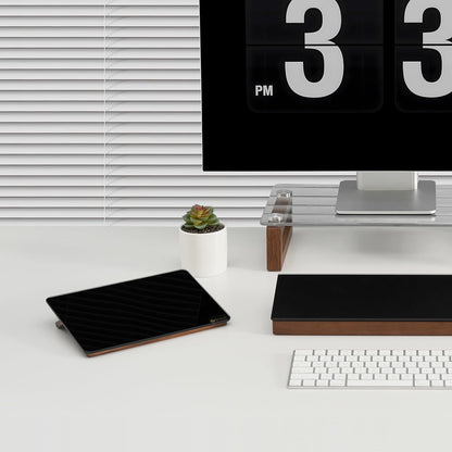 YEOUX Glass Desk Whiteboard with Reversible Wood Stand, Desktop Small White Board, Reusable Mini Dry Erase Board 6.7"x9.5" for Office, Home, School, Marker&Eraser Included