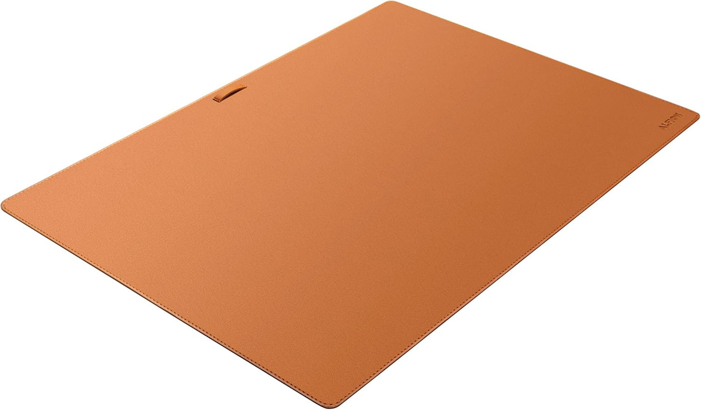 Leather Desk Mat Cable Organizer 23.6" x 17" | Premium Black Vegan Leather Desk Protector Blotter Mouse Pad with Felt Non Slip Bottom for Home Office