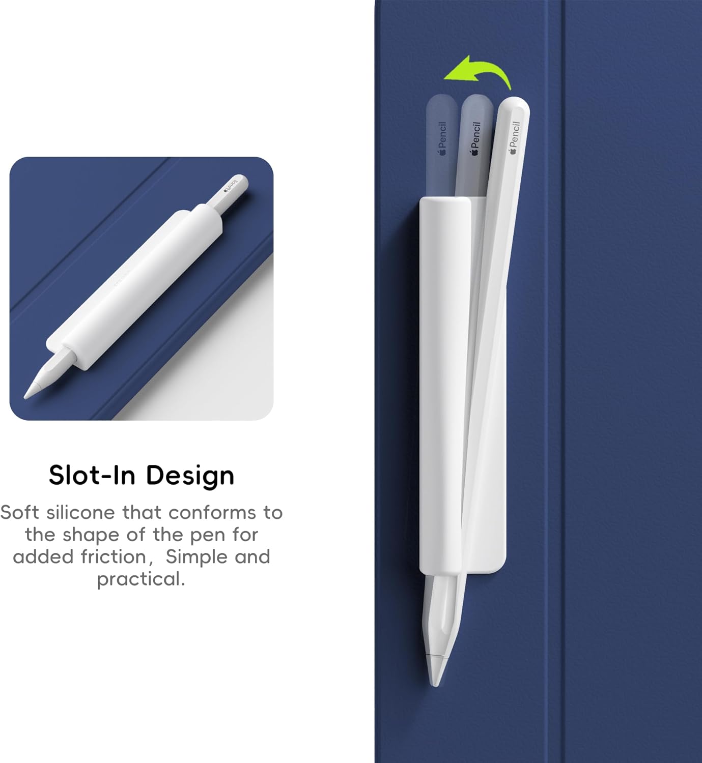 ELETIUO Silicone Pencil Holder Sleeve,Compatible with Apple Pencil (USB-C),Apple Pencil 1st/ 2nd Generation,Strong Adhesive Sticky Attached to iPad Case for Stylus Pens,Black