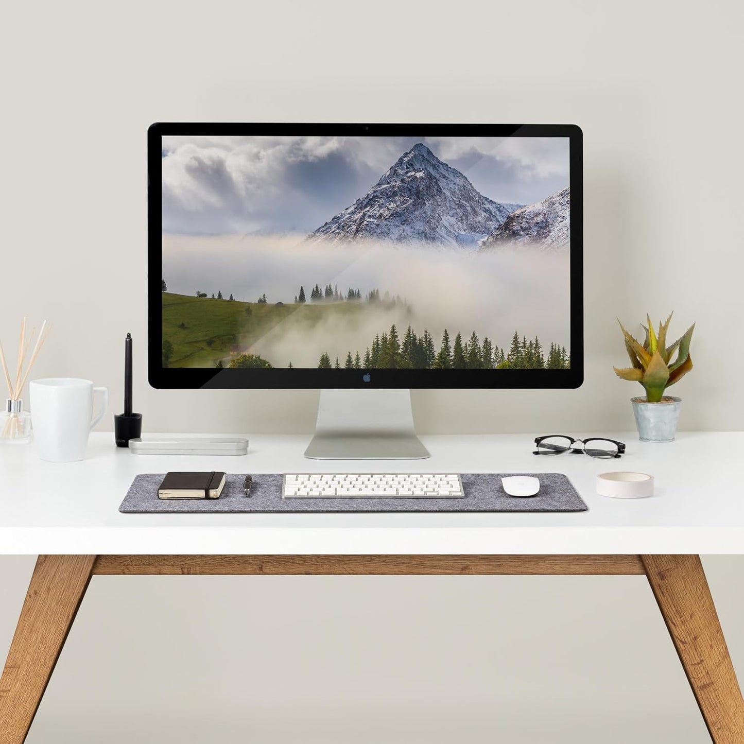 Premium Felt Desk Mat | Medium 12" x 36" | Multifunctional Desk Pad for Home Office | Light Gray