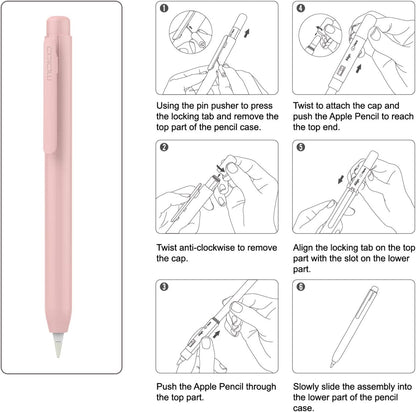 MoKo Holder Case for Apple Pencil 1st Generation, Retractable Apple Pencil 1st Case Protective iPad Pencil Sleeve Skin Cover with Sturdy Clip, Pink