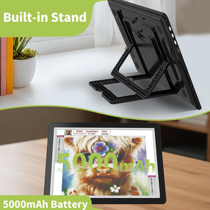 YINGWOND Rechargeable A4 Light Pad with Stand,7100LUX Magnetic Diamond Art Light Board,3 Light Colors,Adjustable Brightness,Portable Wireless Light Box for Tracing,Drawing,Sketching