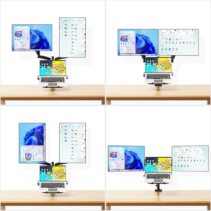 WALI Single Arm Laptop and Monitor Desk Mount for 17" Notebook and Up to 32" Screen, 2-in-1 Adjustable Monitor Arm with Laptop Tray, VESA 75x75 100x100,Holds 22-26.4 lbs, Black (GSMP001NLP)