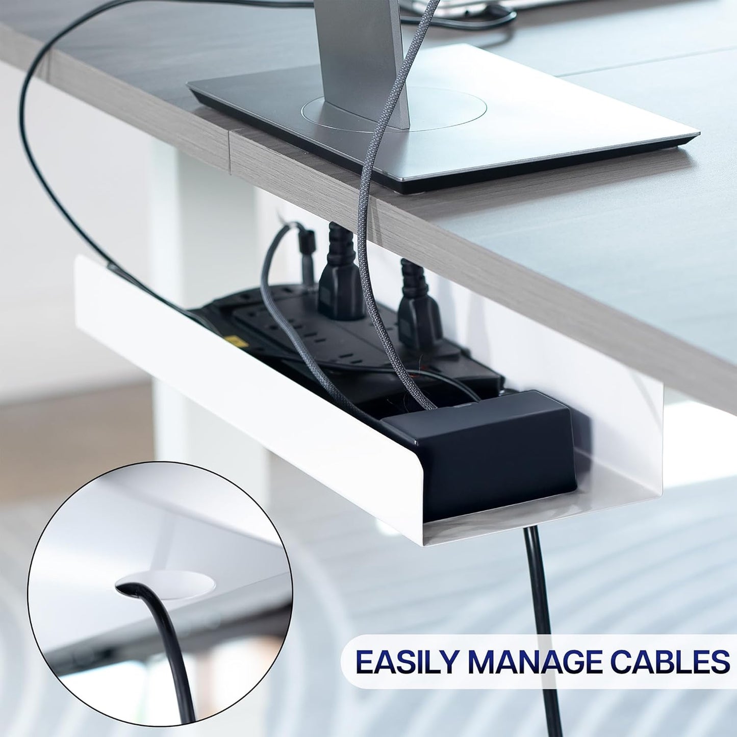 VIVO Under Desk 17 inch Cable Management Tray, Power Strip Holder, Cord Organizer, Wire Tamer for Office and Home, Black, DESK-AC06-1C