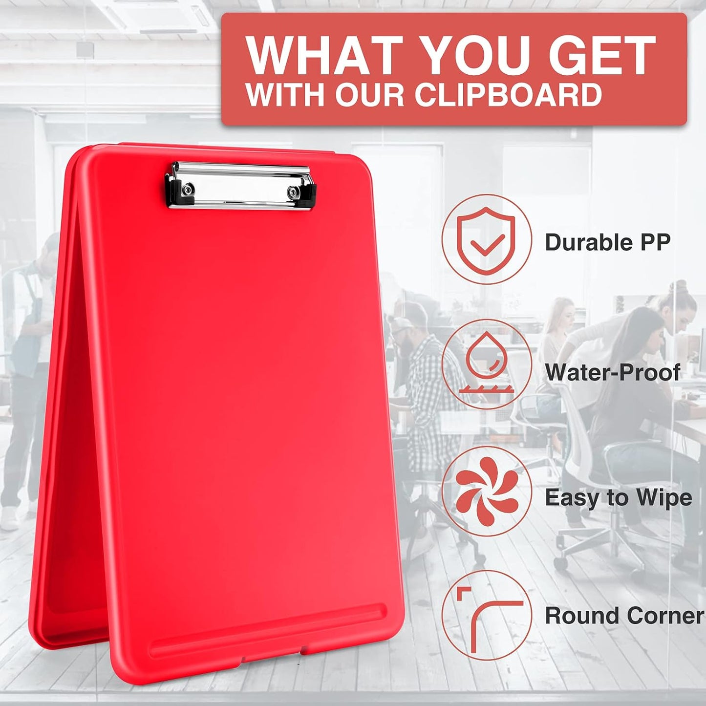 Sooez Clipboard with Storage, Plastic Storage Clipboards with Low Profile Clip, Nursing Clip Boards Foldable, Hanging Clipboard Case for Work, Teacher, Classroom Must Haves, Office School Supplies
