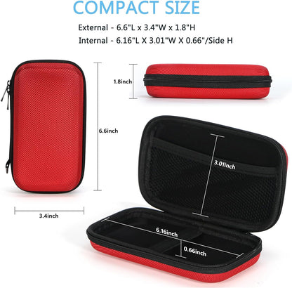 Portable Protection Hard EVA Case for External Battery, Cell Phone, GPS, Hard Drive, USB/Charging Cable, Small Carrying Bag Mesh Inner Pocket, Zipper Enclosure, Universal Travel Pouch Bag