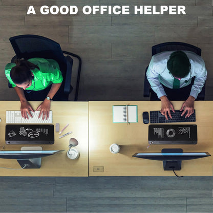 TSJ OFFICE Small Desktop Whiteboard -Glass Dry Erase Board Computer Keyboard Stand White Board Surface Pad with Drawer, Desk Organizers with Accessories for Office, Home, School Supplies - White
