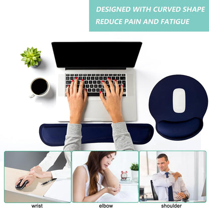 Keyboard Wrist Rest Pad Mouse Pad with Wrist Support Set of 3, Mousepad with Non-Slip Rubber Base, Ergonomic Memory Foam Mouse Wrist Cushion Support for Home Office Laptop Computer Gaming, Forest