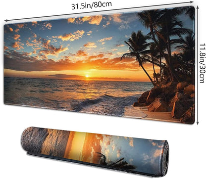 Galdas Mouse Pad For Gaming,Forest Background Pattern XXL XL Large Mouse Mat Long Extended MousePad Desk Mat Non-Slip Rubber Mice Pads Stitched Edges Thin (31.5 x 11.8 x 0.12 Inches) Tree
