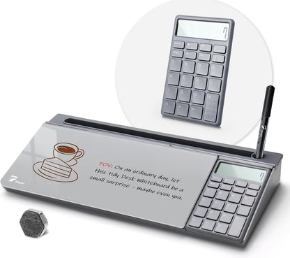 TOWON Small Compact Glass Desktop Whiteboard with Storage – 12 x 7 in Dry Erase Board for Desk, Home Office, School | Includes 5 Markers, Eraser & Holder | Space-Saving Organizer, Aesthetic Rose Gold