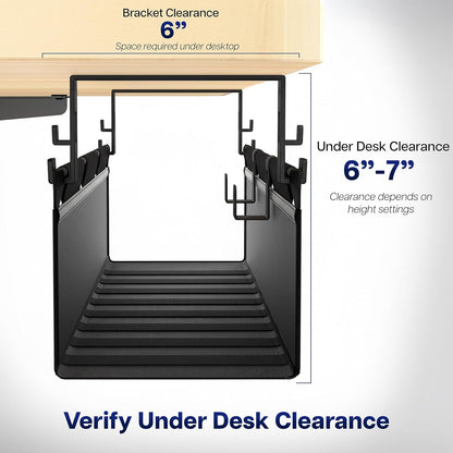 VIVO Screw-on Under Desk 16 inch Fabric Cable Management Tray, Wire Concealer, Power Strip Storage, Workspace Organization, Easy Fold Down Access, Black, DESK-AC16F-S
