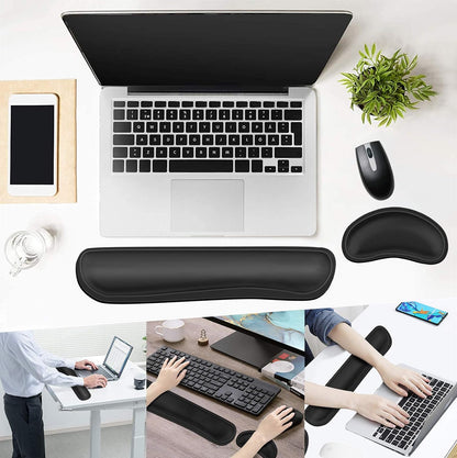 Dapesuom Mouse Wrist Rest, Ergonomic Memory Foam Mouse Wrist for Computer Desk Mats Support, PU Leather Hand Rest Pad Cushion for Gaming, Laptop, Men, Women, Pain Relief & Easy Typing, Black