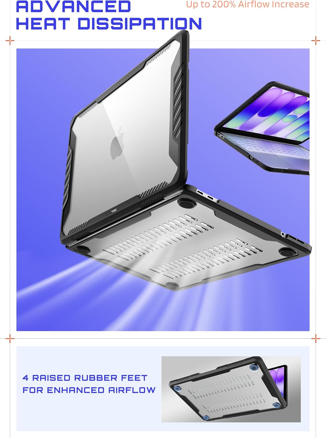 SUPCASE for MacBook Neo Case 13 Inch 2026 (Unicorn Beetle), Model A3404 (A18 Pro Chip) Heavy Duty Rugged Military-Grade Protection Anti-Scratch Hard Shell Protective Cover for MacBook Neo 13", Black