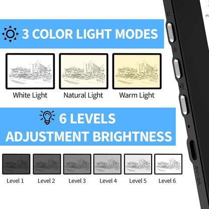 KOBAIBAN A4 Light Box for Tracing, Light Board with Side Physical Buttons, Magnetic Light Pad for Diamond Painting, Stenciling, Weeding Vinyl, USB LED Lighting Board (Black, 35.2 x 25.4 CM)