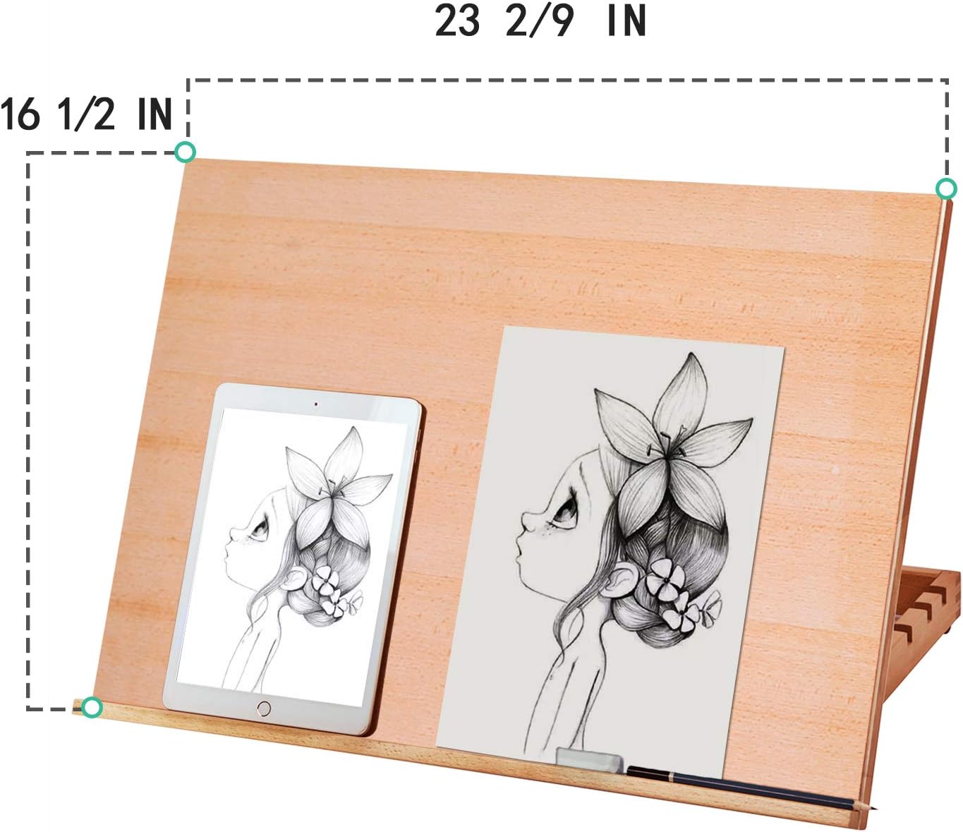 Falling in Art 5-Position Wood Drafting Table Easel Drawing and Sketching Board, 16 1/2 Inches by 12 1/8 Inches