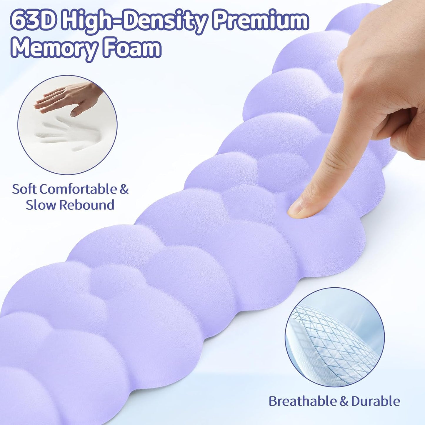 Sushret Cloud Wrist Rest for Keyboard and Mouse, Memory Foam PU Leather Keyboard Wrist Rest with Ergonomic Support, Non-Slip Base, Cute Arm Rest Pad & Palm Cushion, Office Desk Accessory, Purple