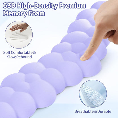 Sushret Cloud Wrist Rest for Keyboard and Mouse, Memory Foam PU Leather Keyboard Wrist Rest with Ergonomic Support, Non-Slip Base, Cute Arm Rest Pad & Palm Cushion, Office Desk Accessory, Purple