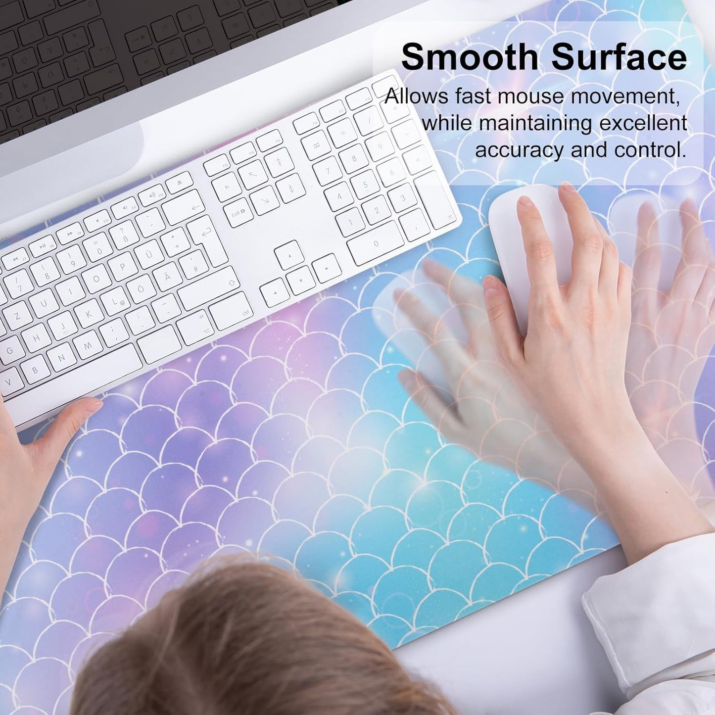 QIYI Large Mouse Pad, Cute Pink Desk Mat for Desktop, Women Girls PU Leather Desk Pad Waterproof Gaming Mousepad, Rose Gold Marble Computer Protector Writing Pad for School Office Home 31.5" x 15.7"