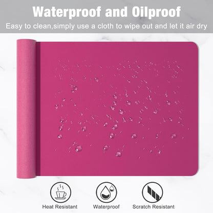 Hsurbtra Desk Pad, 23.6" x 13.8" PU Leather Desk Mat, M Extended Mouse Pad, Waterproof Desktop Blotter Protector, Non-Slip Ultra Thin Small Laptop Keyboard Writing Mat for Office Home, Pink