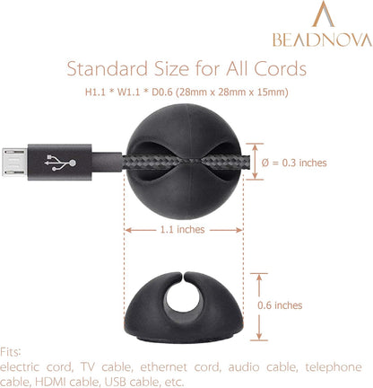 BEADNOVA Cord Organizer Cable Organizer Cable Clips Cord Holder for Desk Management Wire Holder Clips for Computer Desk (Black, 4 pcs)