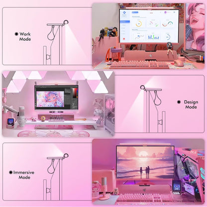 Quntis Computer Monitor Light Bar with Remote, Eye-Care Monitor Light Backlight Desk Lamp for Home Office Gaming, Stepless Dimming Brightness and Color Temperature, No Screen Glare, Gray