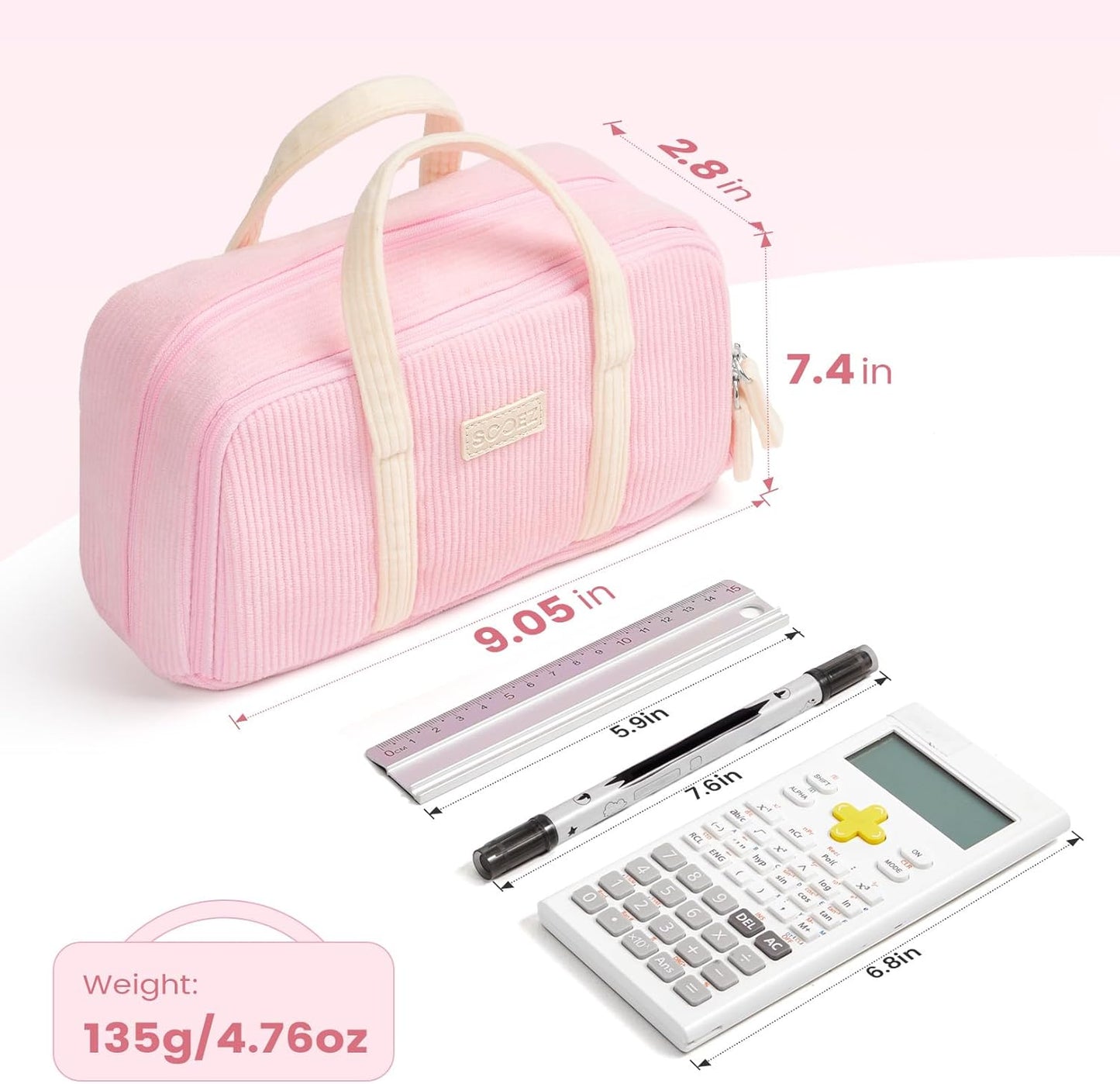 Sooez Large Pencil Case Pouch, Extra Big Pencil Bag with 5 Compartments, Pen Bag Wide Opening, Soft Corduroy Pencil Pouch Organizer with Zipper, Cute Aesthetic School Supplies for Teen Girls-Purple