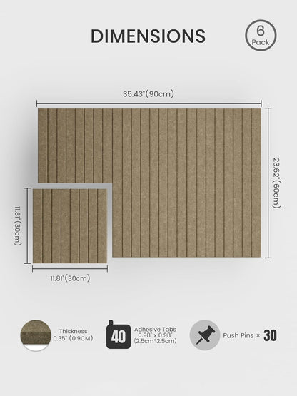 Bumusty Large Cork Board Alternative-48 x 36" Felt Bulletin Board Tiles, with 30 Pushpins, 70 Adhesive Tabs, Fine-Stripe 12-Pack, Cork Boards for Office Push Pin Board Felt Board-Oatmeal