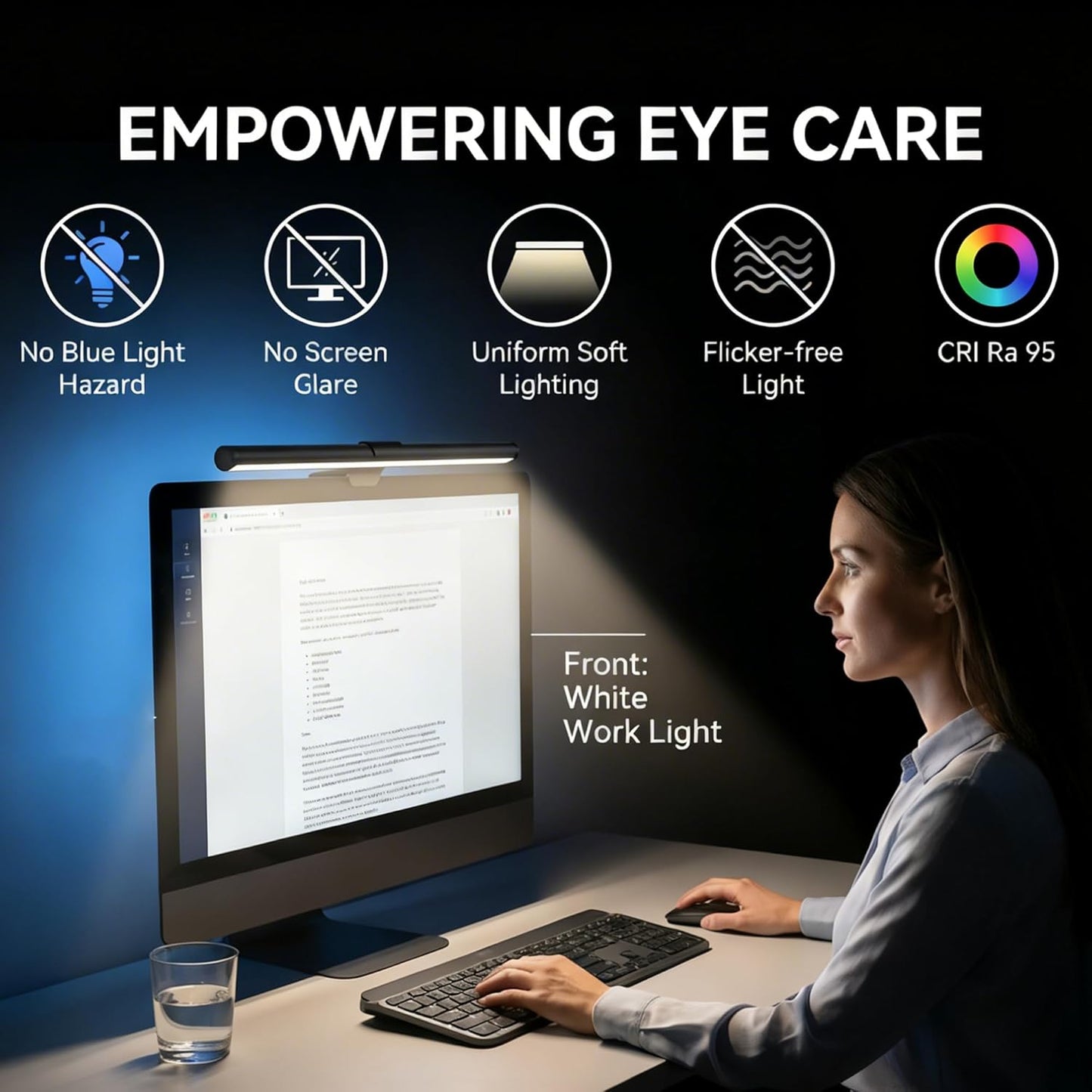 Monitor Light Bar with Touch Control, RGB Desk Lamp Full Spectrum Screen Lamp, Glare-Free Low Blue Light Monitor Lamp with Memory Mode, USB Powered for Gaming, Office & Work