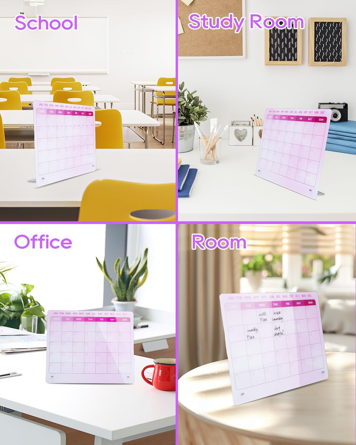 UCEC Dry Erase Calendar for Desk, 12" x 10" Weekly Planning Reminder Board, Dry Erase to Do List Calendar for Office with Stand and Pen Clip for Home Office & School Organization