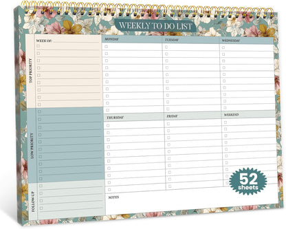 Weekly To Do List Notepad with 52 Undated Sheets（8.5"×11"）- Undated Weekly Planner Notepad for Office Desk Accessories and Supplies - Midnight Lilac