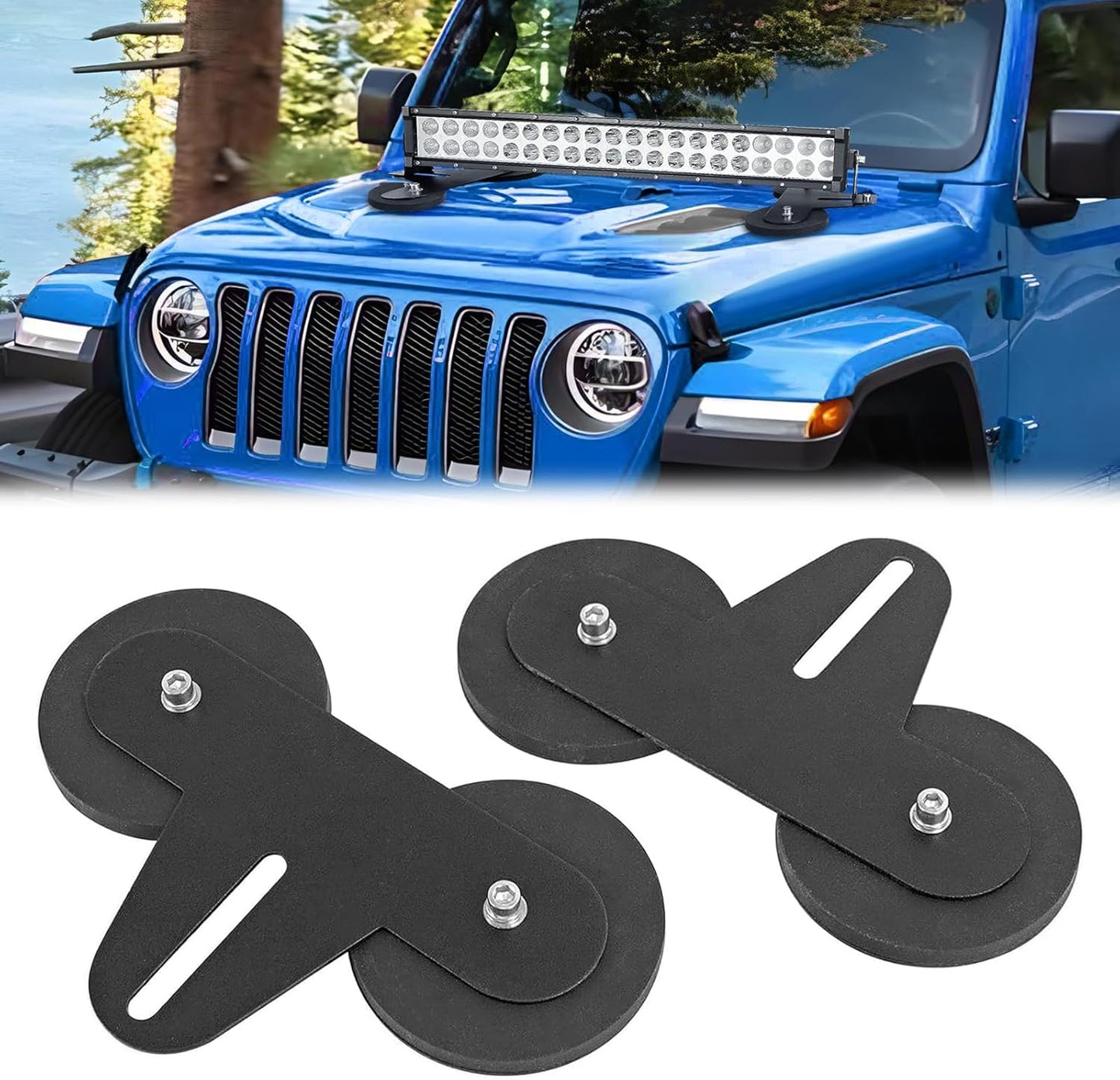 Magnetic Light Bar Mount, Powerful Magnetic Base LED Light Bar Mounting Brackets for Offroad Driving Lighting（2PCS）