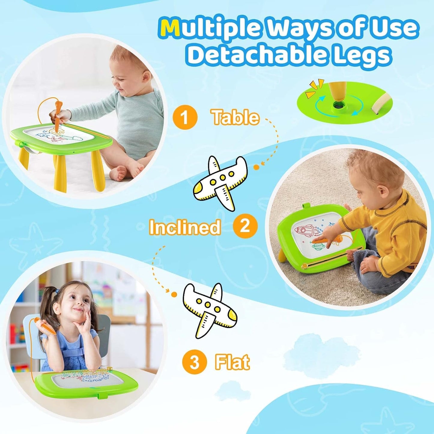 Kikidex Magnetic Drawing Board, Toddler Girl Toys for 1-3 Year Old, Doodle Board Pad Learning and Educational Toys for 1 2 3 Year Old Baby Kids Birthday Gift (Soft Pink)