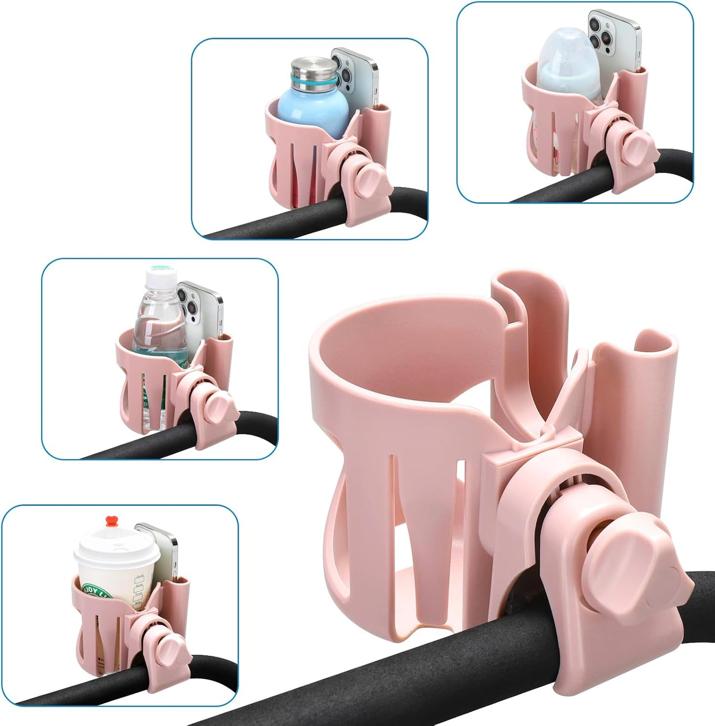 Accmor Stroller Cup Holder, Universal Cup Holder for Stroller Walker Bike, 360° Rotatable Large Caliber Designed Bottle Holder for Stroller, Bike, Wheelchair, Scooter