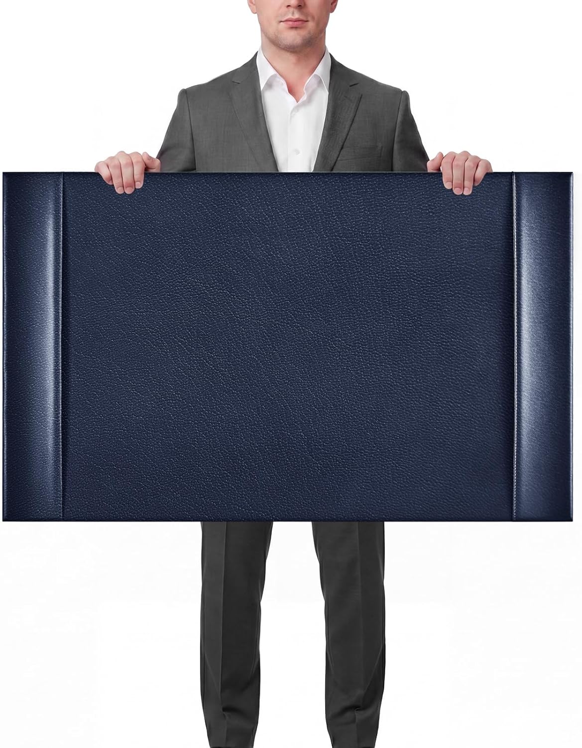 30 x 18 Inch Leather Desk Pad Protector with Side Rails, Executive Office Desk Mat for Home Workspace, Writing Surface, Mouse & Keyboard Pad, Elegant Gift for Men Dad Husband (Brown)