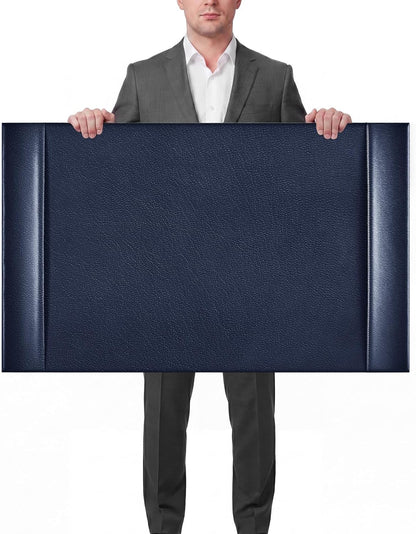 30 x 18 Inch Leather Desk Pad Protector with Side Rails, Executive Office Desk Mat for Home Workspace, Writing Surface, Mouse & Keyboard Pad, Elegant Gift for Men Dad Husband (Brown)