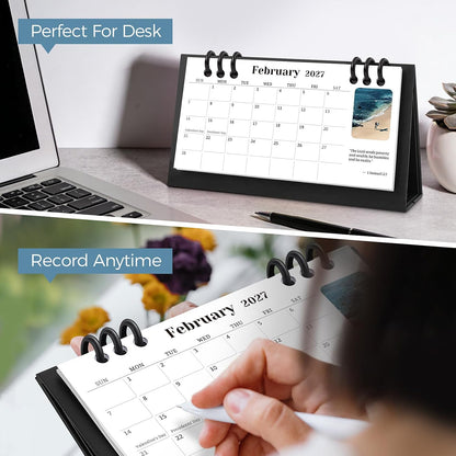 KONVINIT Small Desk Calendar 2026-2027, 6.3" x 3.1", 2026 Desk Calendar - Runs From January 2026 Until December 2027, 24 Months Mini Desktop Calendar for School, Home and Office Supplies