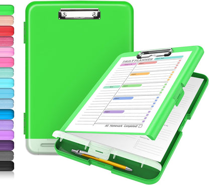 Sooez Clipboard with Storage, Clip Board 8.5 x 11 with Pen Holder, Plastic Organization Case Box for Letter Legal A4 Size Paper, Low Profile Clip, Nurses Teachers Must Haves, School & Office Supplies
