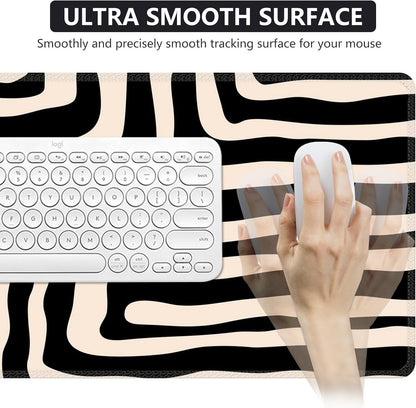iCasso Desk Cover Mat, Office Mouse Pad, Desk Protector Mat, Extra Large Matt for Desktop,Anti-Slip XXL Big Mousepad with Stitched Edges for Computer Keyboard Retro Black - Colors A