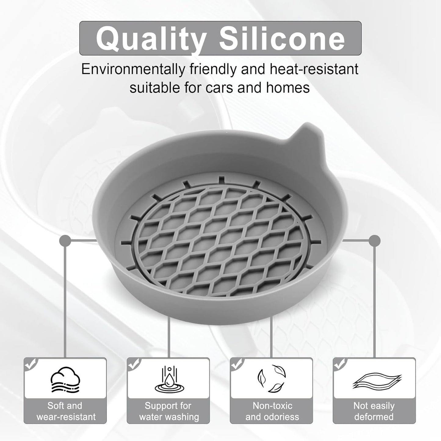 SINGARO Car Cup Holder Coaster, Silicone Cup Holder Insert, Universal Non-Slip Cup Holders, Car Accessories Interior for Women and Man Interior Sets 4 Pack Black